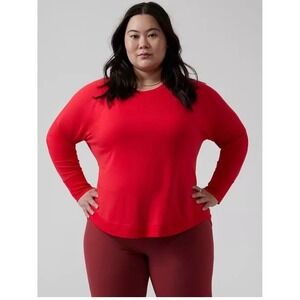 Athleta Mindset Sweatshirt Woman 2X Red Soft Athleisure Yoga Gym Comfy Cozy Basi